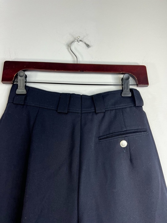 Vtg 80s W German navy wool blend wide leg cropped pleated old money culottes 4 - Picture 7 of 17